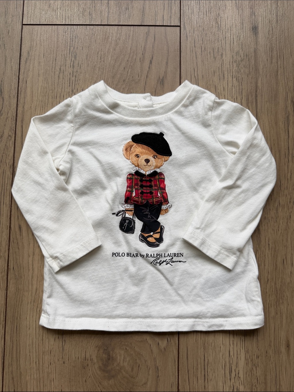 Ralph Lauren Polo Bear White Long Sleeve Shirt Girl’s 6M Classic Preppy